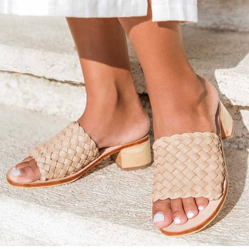 Liberte Woven Leather Mule Sandal Light Creamy Tan